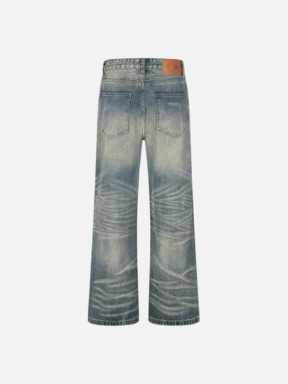 DAXUEN Wide-leg denim jeans with gradient wash and button fly