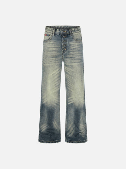 DAXUEN Wide-leg denim jeans with gradient wash and button fly