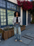 DAXUEN Wide-leg denim jeans with gradient wash and button fly — model photo
