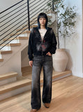 DAXUEN Wide-leg denim jeans with gradient wash and button fly — model photo