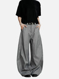 DAXUEN grey and black wide-leg draped pants
