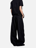 DAXUEN grey and black wide-leg draped pants