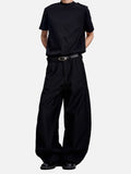 DAXUEN grey and black wide-leg draped pants