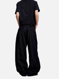 DAXUEN grey and black wide-leg draped pants