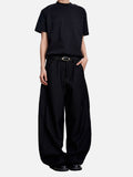 DAXUEN grey and black wide-leg draped pants