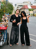 DAXUEN heather grey wide-leg sweatpants — model photo