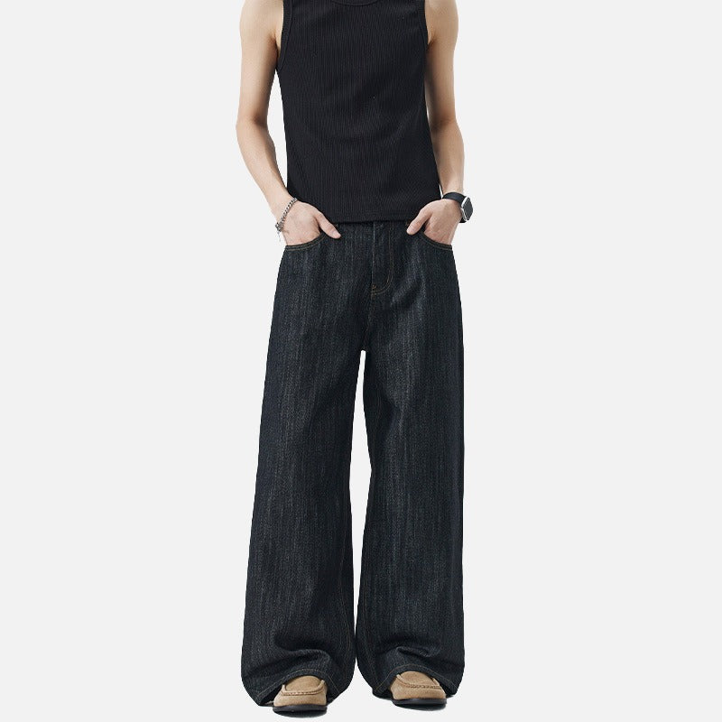 DAXUEN Wide-leg loose-fit indigo denim jeans