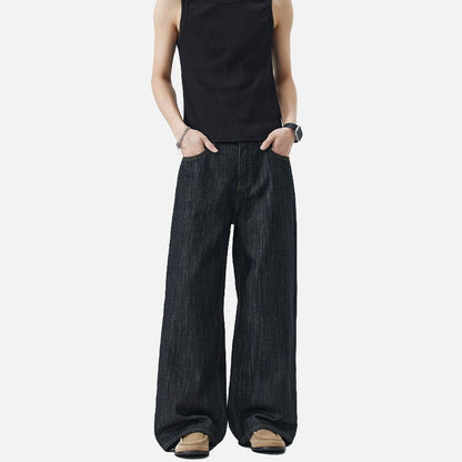 DAXUEN Wide-leg loose-fit indigo denim jeans