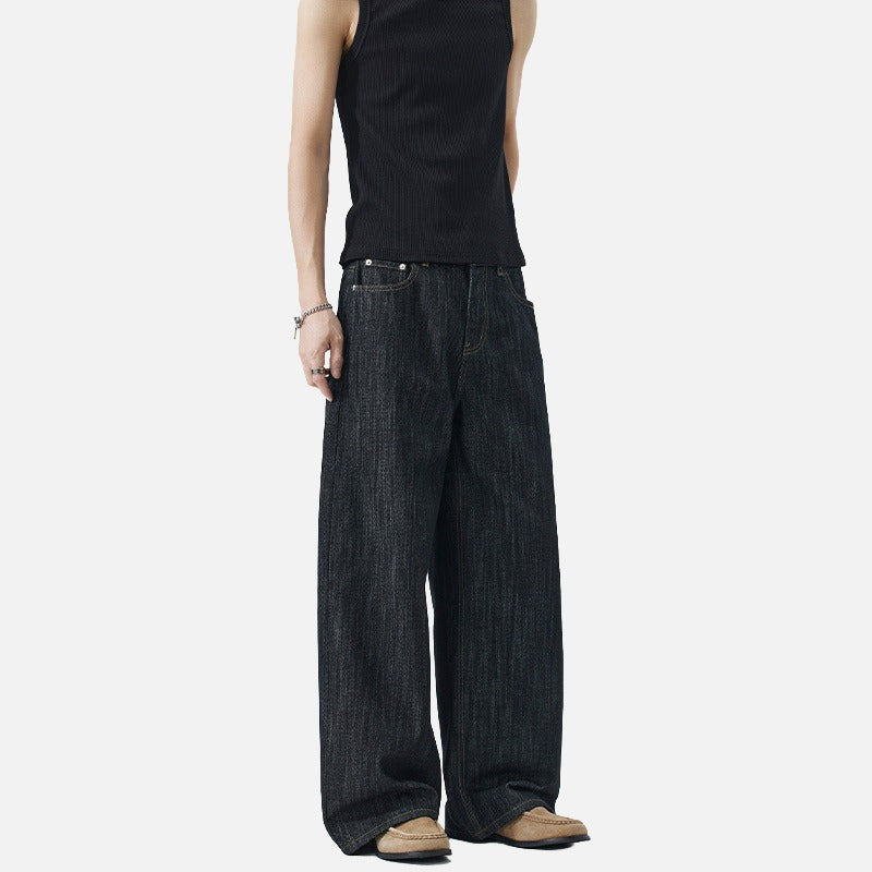DAXUEN Wide-leg loose-fit indigo denim jeans