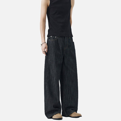 DAXUEN Wide-leg loose-fit indigo denim jeans