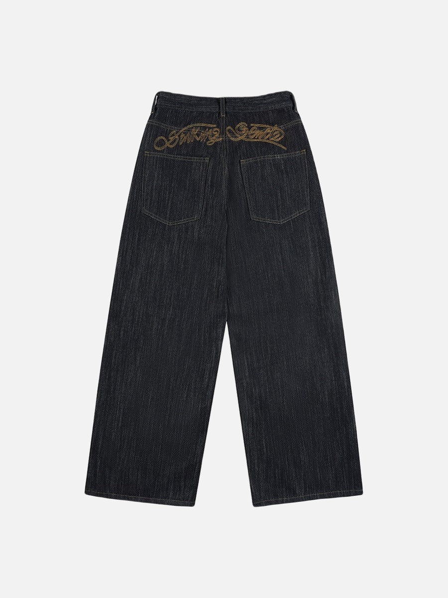 DAXUEN Wide-leg loose-fit indigo denim jeans