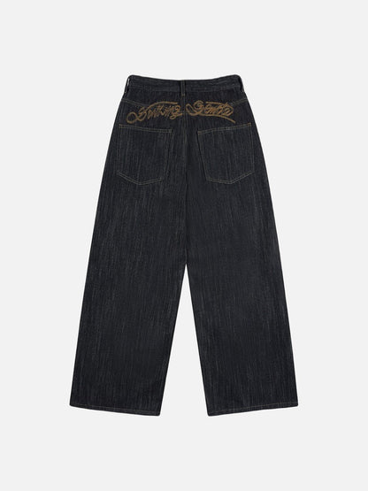 DAXUEN Wide-leg loose-fit indigo denim jeans