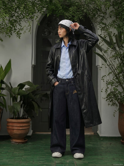 DAXUEN Shop DAXUEN Wide-Leg Indigo Denim Jeans for a Trendy Look — model photo