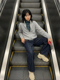 DAXUEN Shop DAXUEN Wide-Leg Indigo Denim Jeans for a Trendy Look — model photo