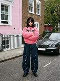 DAXUEN dark wash indigo denim jeans with button detail — model photo
