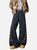 DAXUEN dark wash indigo denim jeans with button detail