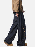 DAXUEN dark wash indigo denim jeans with button detail