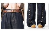DAXUEN dark wash indigo denim jeans with button detail