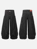 DAXUEN dark blue denim wide-leg jeans with orange stitching