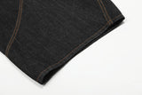 DAXUEN dark blue denim wide-leg jeans with orange stitching