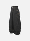 DAXUEN dark blue denim wide-leg jeans with orange stitching