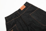 DAXUEN dark blue denim wide-leg jeans with orange stitching