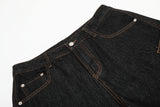 DAXUEN dark blue denim wide-leg jeans with orange stitching