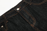 DAXUEN dark blue denim wide-leg jeans with orange stitching