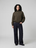 DAXUEN Wide-leg indigo jeans with contrast stitching and embroidery — model photo