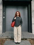 DAXUEN light beige wide-leg trousers — model photo