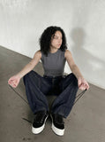 DAXUEN Wide-leg loose-fit denim pants — model photo