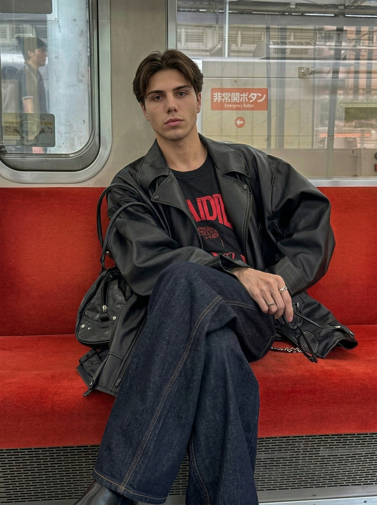 DAXUEN Wide-leg loose-fit denim pants — model photo