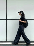 DAXUEN Wide-leg loose-fit denim pants — model photo
