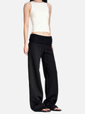 DAXUEN black wide-leg lounge pants with elastic waistband