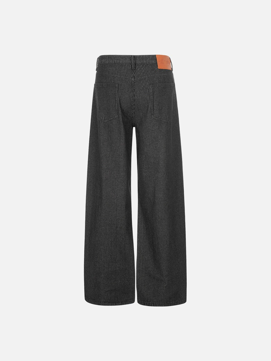 DAXUEN Wide-leg pinstripe trousers in dark charcoal grey