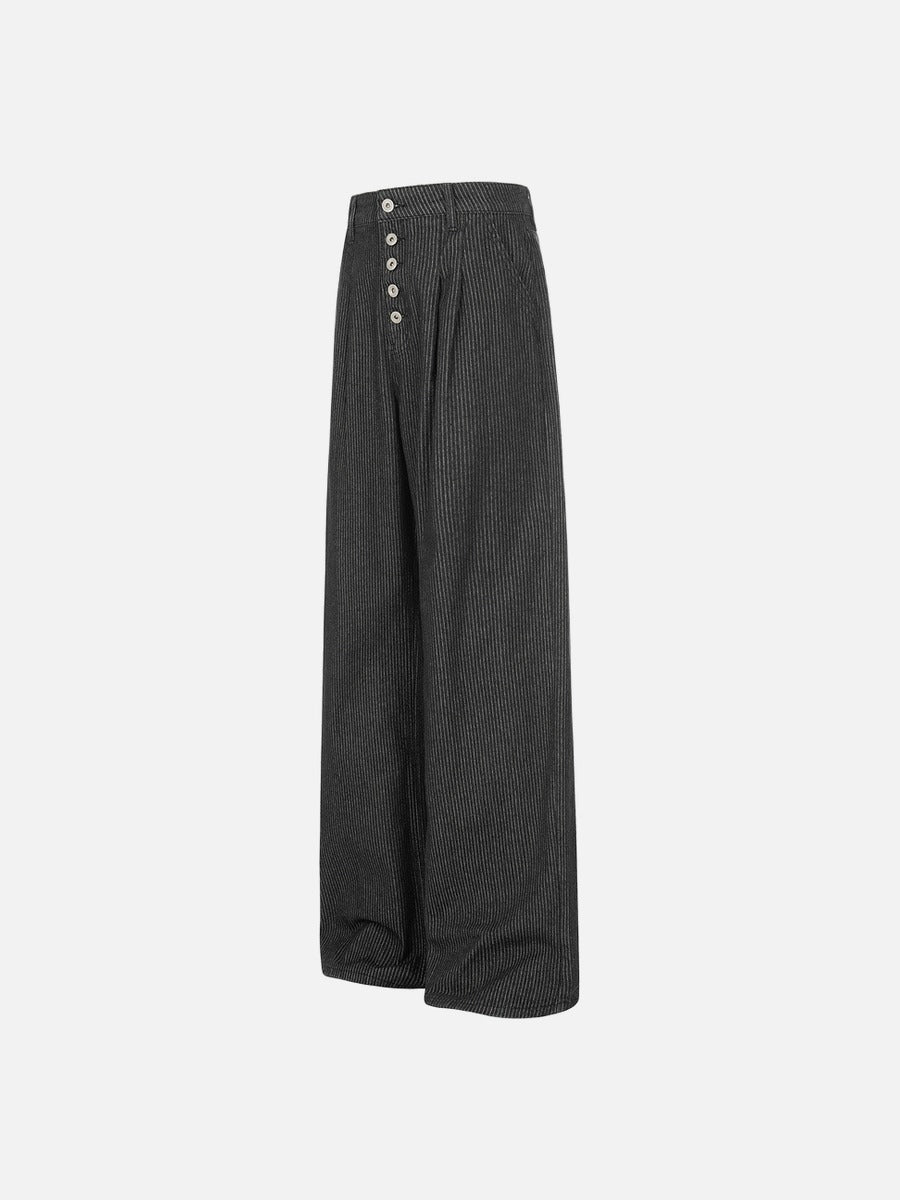 DAXUEN Wide-leg pinstripe trousers in dark charcoal grey