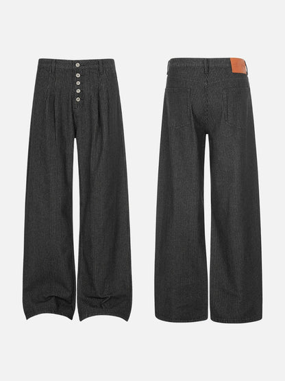 DAXUEN Wide-leg pinstripe trousers in dark charcoal grey