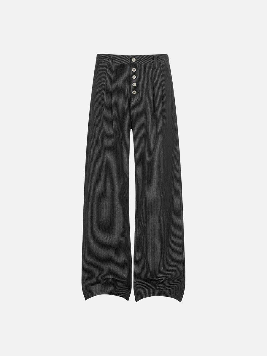 DAXUEN Wide-leg pinstripe trousers in dark charcoal grey