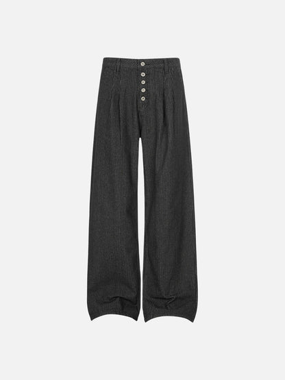 DAXUEN Wide-leg pinstripe trousers in dark charcoal grey