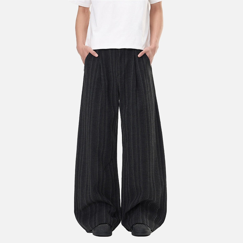 DAXUEN Wide-leg pinstripe trousers in dark grey