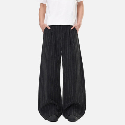 DAXUEN Wide-leg pinstripe trousers in dark grey