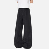 DAXUEN Wide-leg pinstripe trousers in dark grey