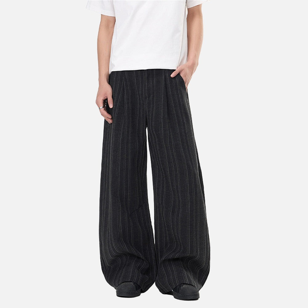 DAXUEN Wide-leg pinstripe trousers in dark grey