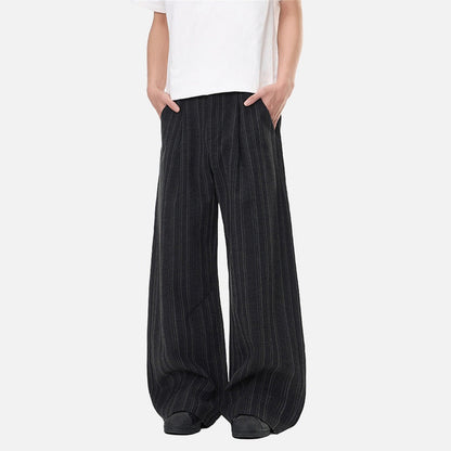 DAXUEN Wide-leg pinstripe trousers in dark grey