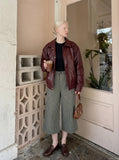 DAXUEN Unisex wide-leg cropped plaid pants — model photo