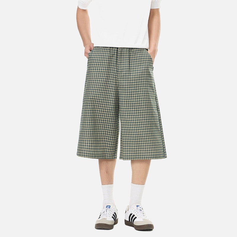 DAXUEN Unisex wide-leg cropped plaid pants