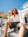 DAXUEN Wide-leg relaxed shorts with studs — model photo