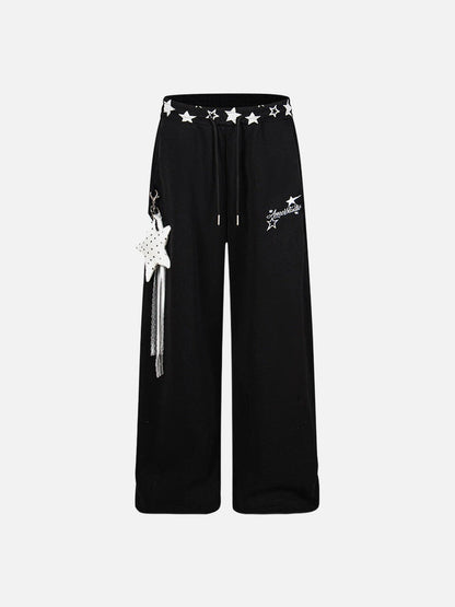 DAXUEN Wide-leg sweatpants with star graphics and keychain