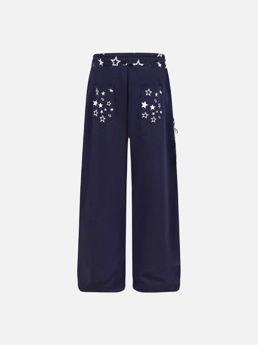 DAXUEN Wide-leg sweatpants with star graphics and keychain