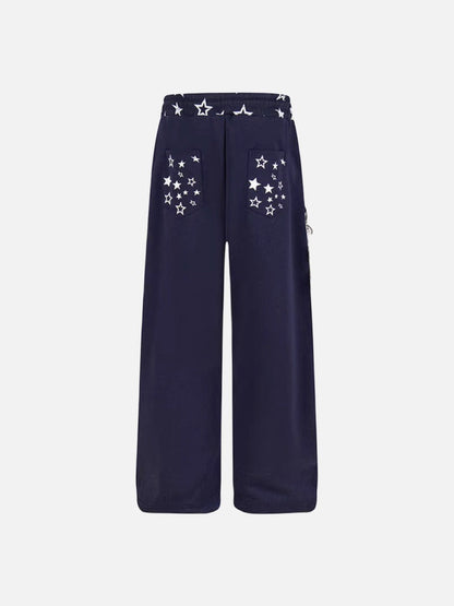 DAXUEN Wide-leg sweatpants with star graphics and keychain